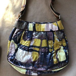 Marni Abstract Silk & Plastic Bag w/Canvas Handle